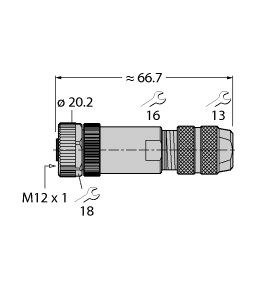 Round connector M12 x 1 FW-M12KU5D-G-SB-ME-SH-8ͼƬ