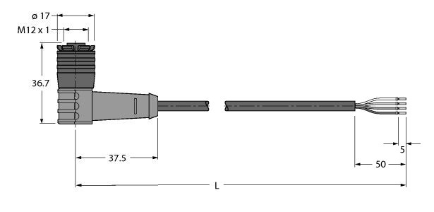 执行器/传感器电缆，PUR WKC4.4Q-5/TXL图片