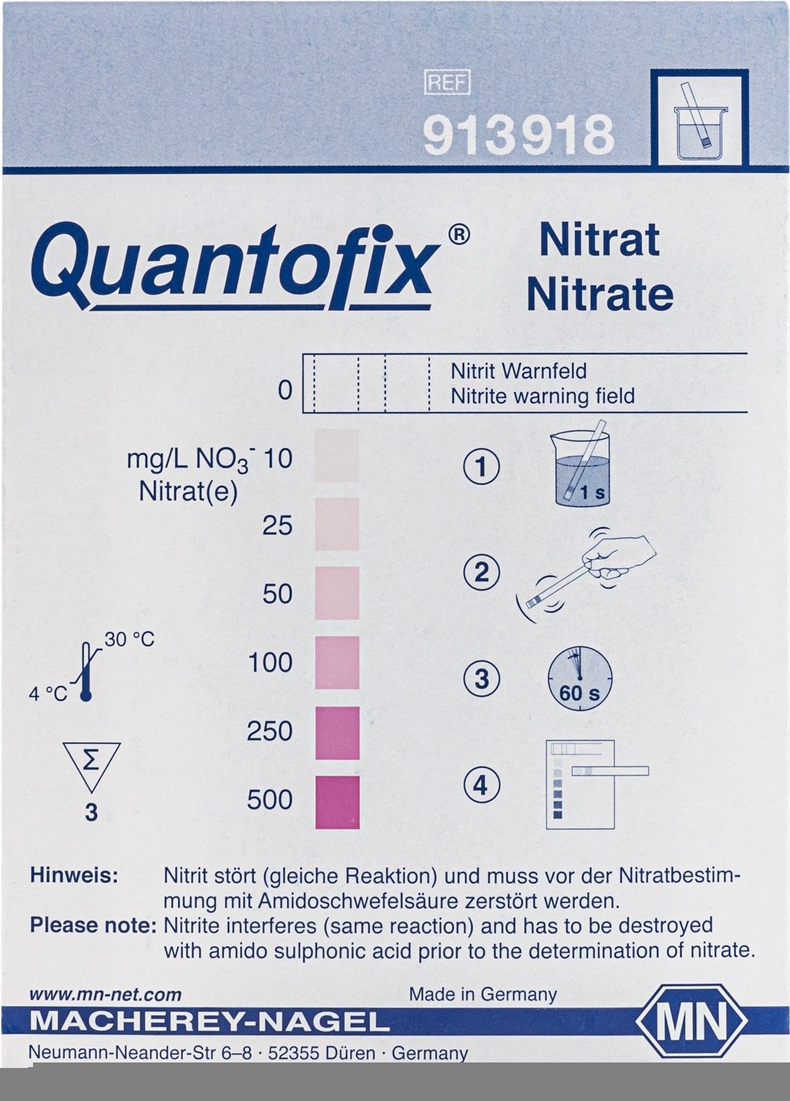 QUANTOFIX硝酸盐半定量测试条(Nitrate 500)图片