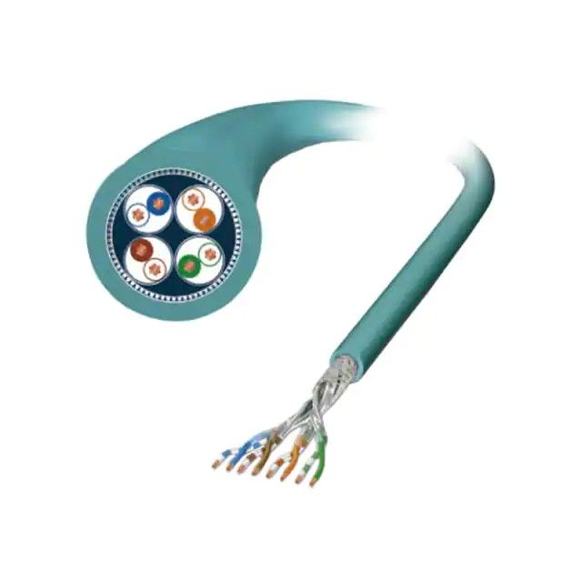 8(4 对双绞线)芯多线对，Cat6 线缆蓝色 26AWG 箔，编织线 328.1'(100.0m) 1416347图片