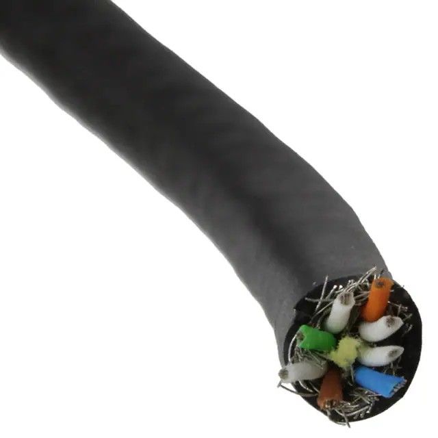 8(4 对双绞线)芯多线对，Cat6a 线缆黑色 26AWG 箔，编织线 328.1'(100.0m) 19103119000图片
