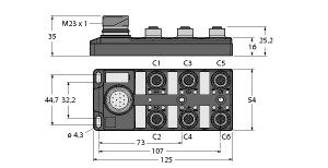 Passive actuator/sensor junction box, M12 x 1 TB-6M12-5-CS19T图片
