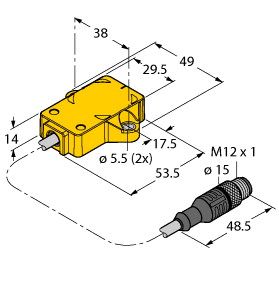 电感式旋转角度传感器 RI360P1-QR14-ELU4X2-0.3-RS5/S97图片