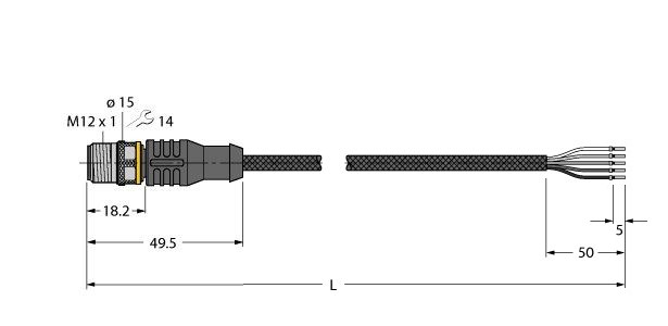 防焊接飞溅执行器和传感器电缆 RSC4.5T-5/TXL1001图片