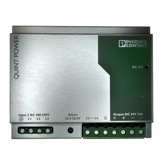封闭式 AC DC 转换器 1 输出 24V 20A 400 ~ 500 VAC(3 相)输入 2938727图片