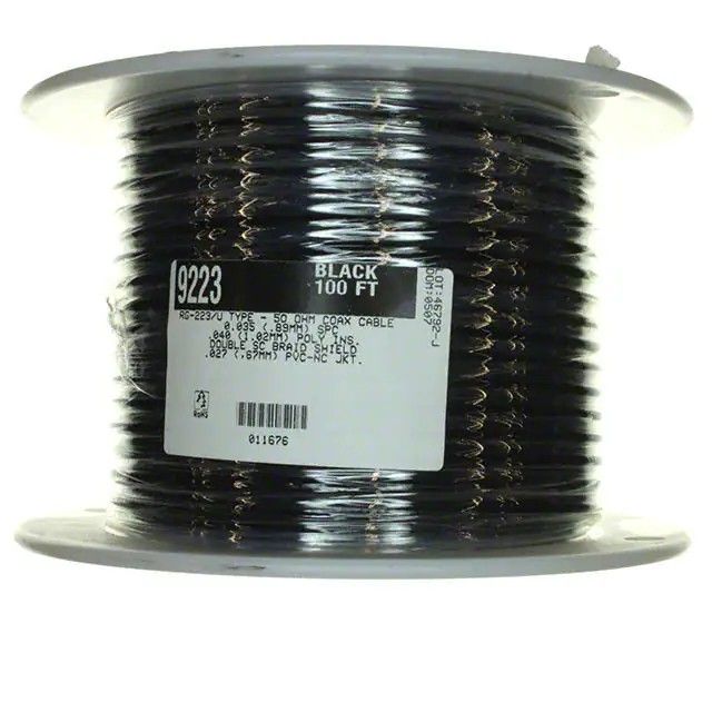同轴 缆线 19 AWG（0.65mm²） RG-223 100.0'（30.48m） 50 Ohms 9223 BK005图片