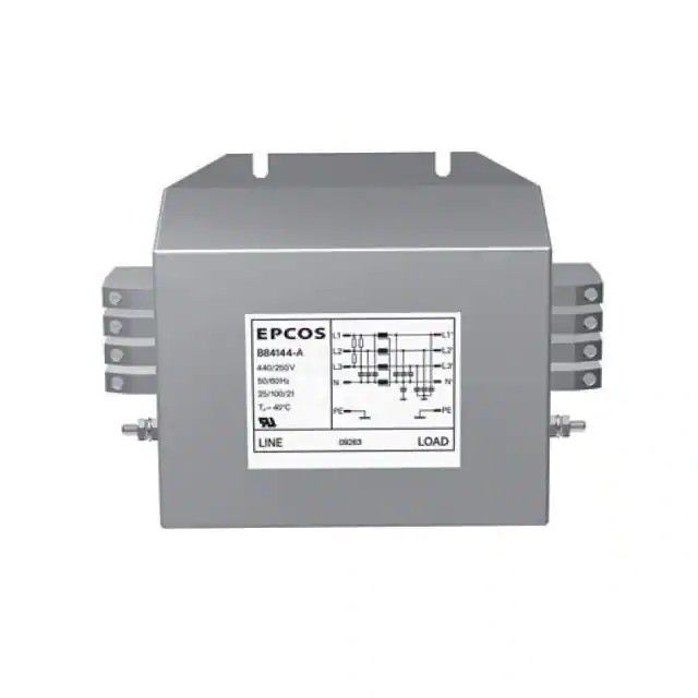 三相(星接) EMC/EMI 线路滤波器 80A 440V，250VAC 50 ~ 60Hz 单级端接块，螺纹接线柱(M10) B84144A0080R000图片