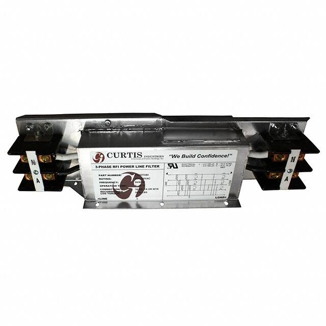三相(星接) EMC/EMI 线路滤波器 600VAC 50/60Hz 两级端接块 F3600T080图片