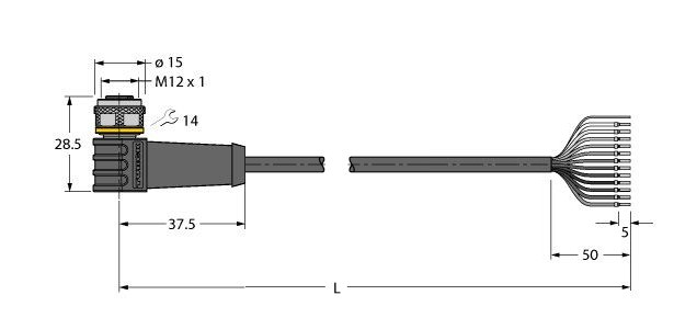 执行器/传感器电缆，PUR WKS12T-10/TXL3180图片