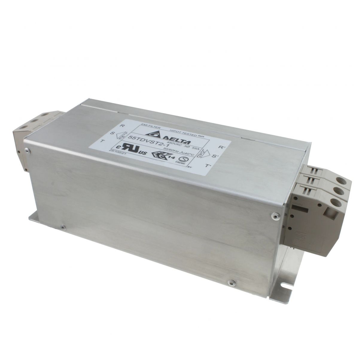 三相(角接) EMC/EMI 线路滤波器 480VAC 50/60Hz 两级端接块 55TDVST2-1图片