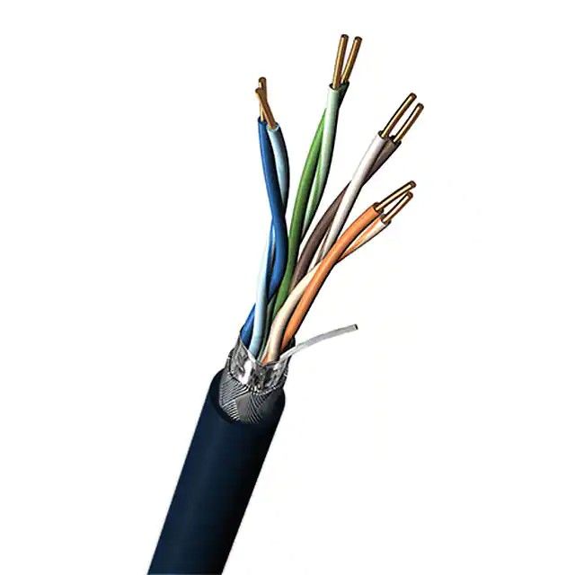 8(4 对双绞线)芯多线对，Cat5e 线缆黑色 24 AWG 箔，编织线 1000.0'(304.8m) 7921A 0101000图片