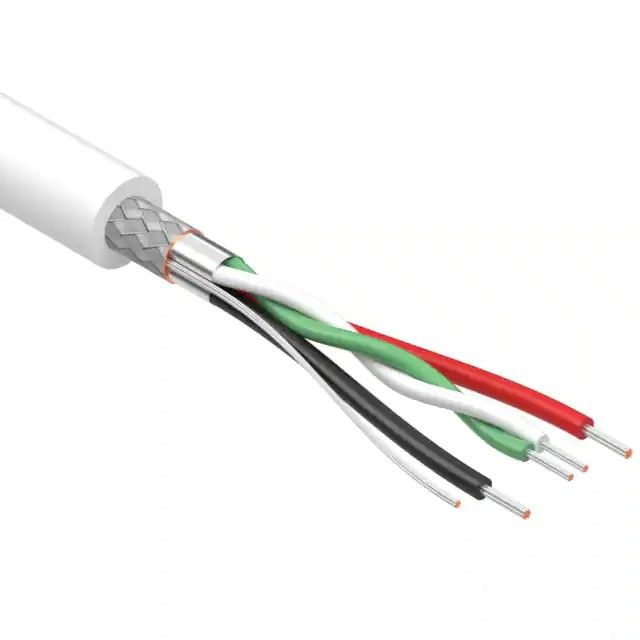 4(1 对双绞线)芯多芯线缆白色 26 AWG，28 AWG 箔，编织线 502.0'(153.0m) 30-00873图片
