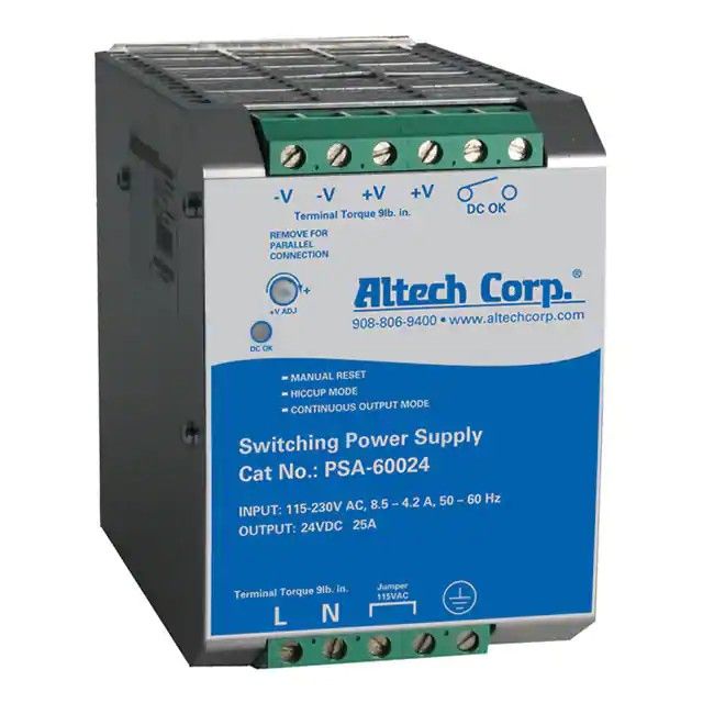 封闭式 AC DC 转换器 1 输出 24V 25A 90 ~ 135 VAC，180 ~ 264 VAC 输入 PSA-60024图片