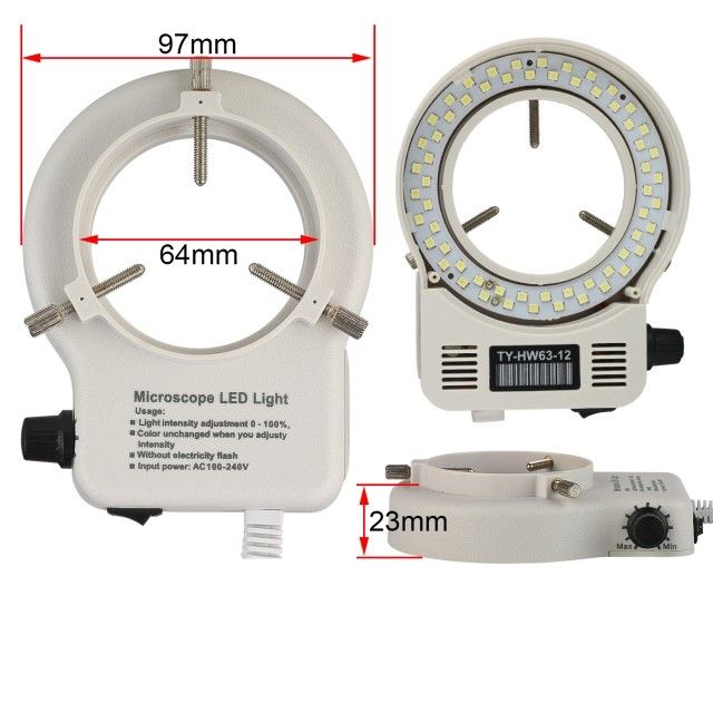 KP-TY63HW-12 64mm安装尺寸,显微镜LED环形光源,60颗LED贴片灯亮度可调图片