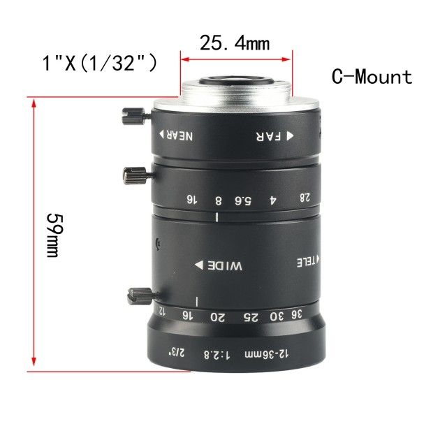 KP-1236MM 1000万像素,12-36mm工业镜头,手动变焦,无畸变工业检测镜头图片