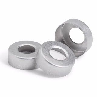 Cap, crimp, headspace, 20 mm, silver aluminum cap, no septa, 100/pk图片