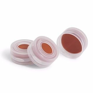 Cap, snap, clear, clear PTFE/red silicone septa, 100/pk图片