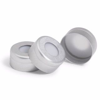 Cap, crimp, silver aluminum, certified, thin PTFE septa, 11 mm, 100/pk图片