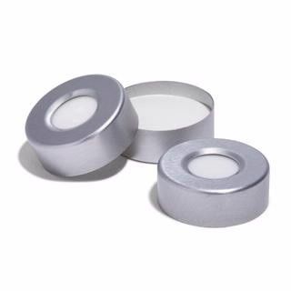 瓶盖/隔垫,钳口,20 mm,银色铝质,蓝色PTFE/白色硅橡胶,1000/盒图片