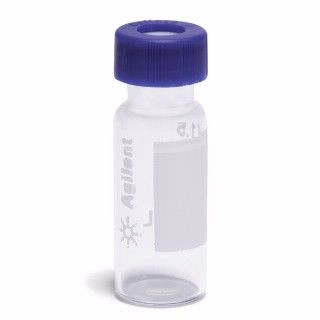 Vial pack, screw top, pre-assembled, clear vials with write-on spot, blue caps, certified, preslit PTFE/silicone septa, 2 mL, 100/pk. Vial size: 12 x 32 mm (12 mm cap)图片