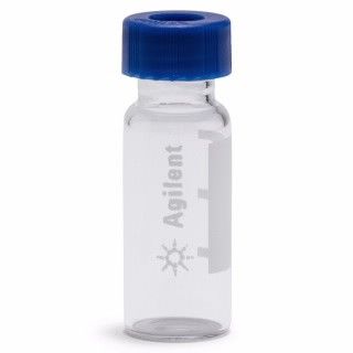 Vial pack, screw top, pre-assembled, clear vials with write-on spot, blue caps, certified, PTFE/silicone/PTFE septa, 2 mL, 100/pk图片