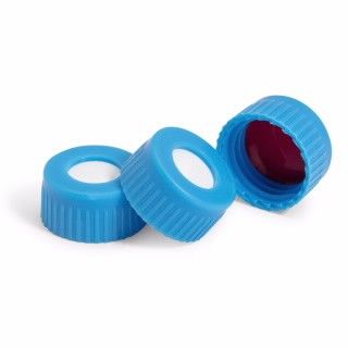 Cap, screw, blue, bonded preslit PTFE/silicone septa, 100/pk. Cap size: 12 mm图片