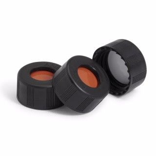 Cap, screw, black, PTFE/red silicone, 100/pk图片