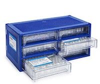 Vial convenience pack, screw top, clear vials with write-on spot, blue caps, certified, PTFE/silicone/PTFE septa, 500/pk图片