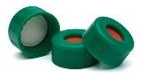 Cap, screw, green, PTFE/red silicone septa, 500/pk图片
