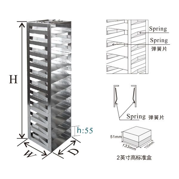 带弹簧片的存放2英寸试管盒的卧式冰箱分隔架-CF型图片