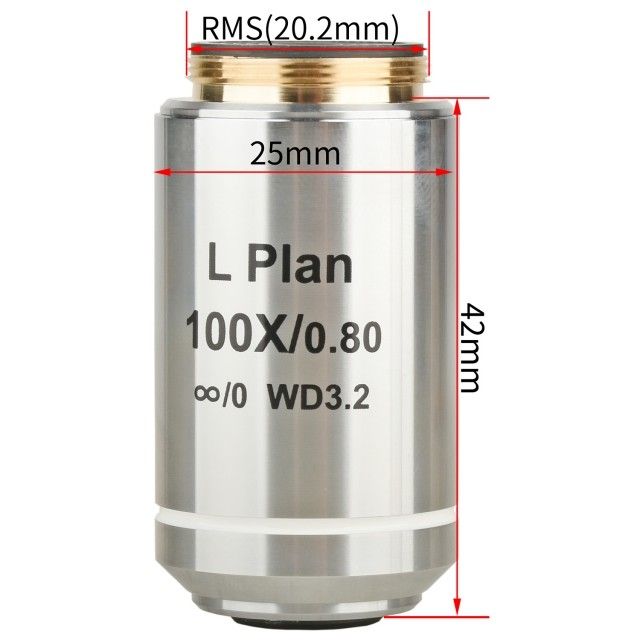 KP-LP100X/WD3.2 100X无限远平场消色差金相物镜,工作距离3.2mm图片