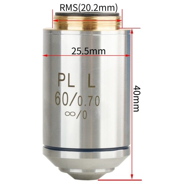 KP-PL60X/WD3.18 60X无限远平场消色差金相物镜,安装接口20.2mm图片