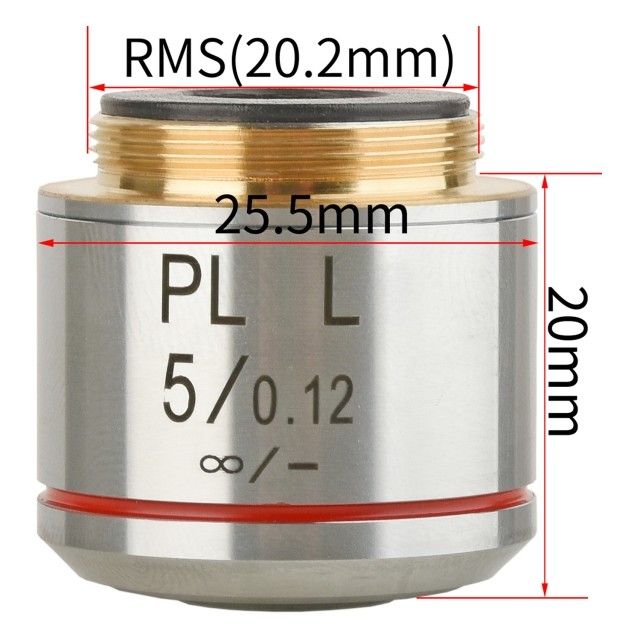 KP-PL5X/WD26.1 5X无限远平场消色差金相物镜,安装接口20.2mm图片