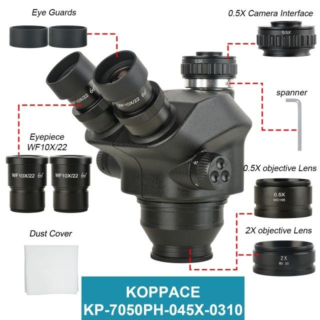 KP-7050PH-045X-0310 3.5X-100X三目立体显微镜镜头图片